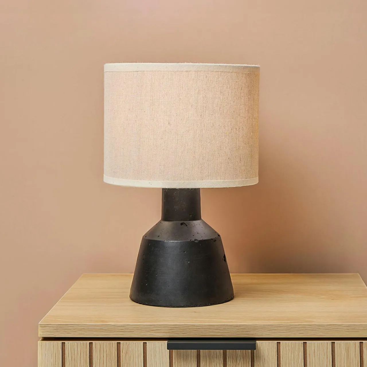 Lampe À Poser|OSTARIA Lampe à poser en ciment (H29 cm) Portland et beige Noir