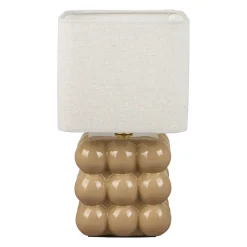 Lampe À Poser|OSTARIA Lampe à poser en céramique (H27 cm) Pompon Beige