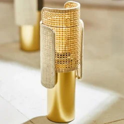 Lampe À Poser|OSTARIA Lampe à poser en métal (H28 cm) Luma et doré Beige