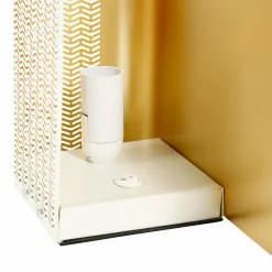 Lampe À Poser|OSTARIA Lampe à poser en métal (L25 x H16 cm) Aladin Dorée et he Blanc