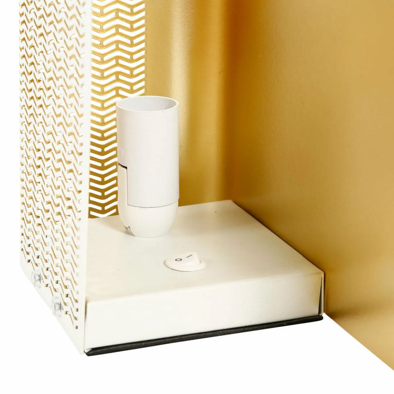 Lampe À Poser|OSTARIA Lampe à poser en métal (L25 x H16 cm) Aladin Dorée et he Blanc