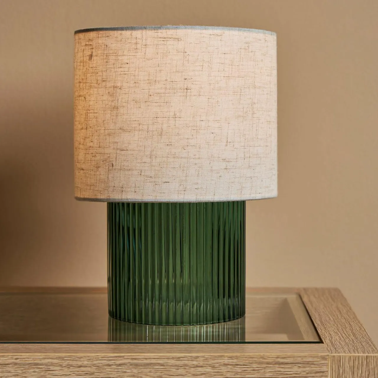 Lampe À Poser|OSTARIA Lampe à poser en verre rétro (H22 cm) Teca e Vert