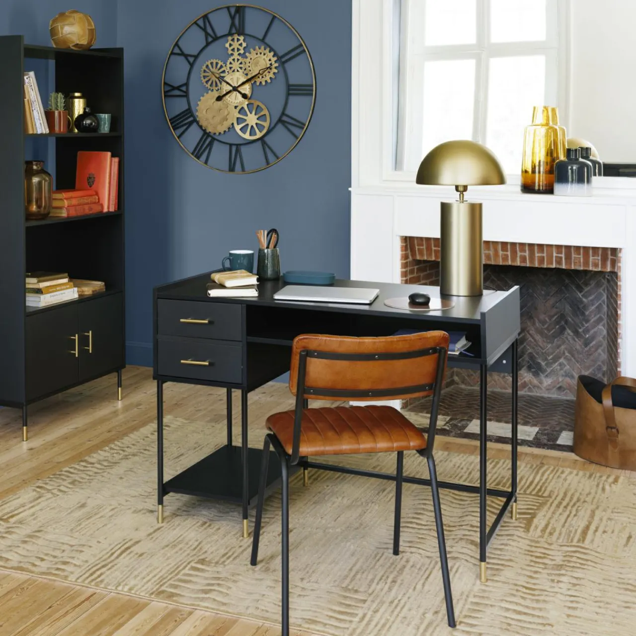 Lampe À Poser|ATMOSPHERA Lampe à poser industrielle métal (50 cm) Champi Or