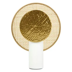 Lampe À Poser|OSTARIA Lampe à poser métal et bambou (H32 cm) Olympe Beige et dé Or