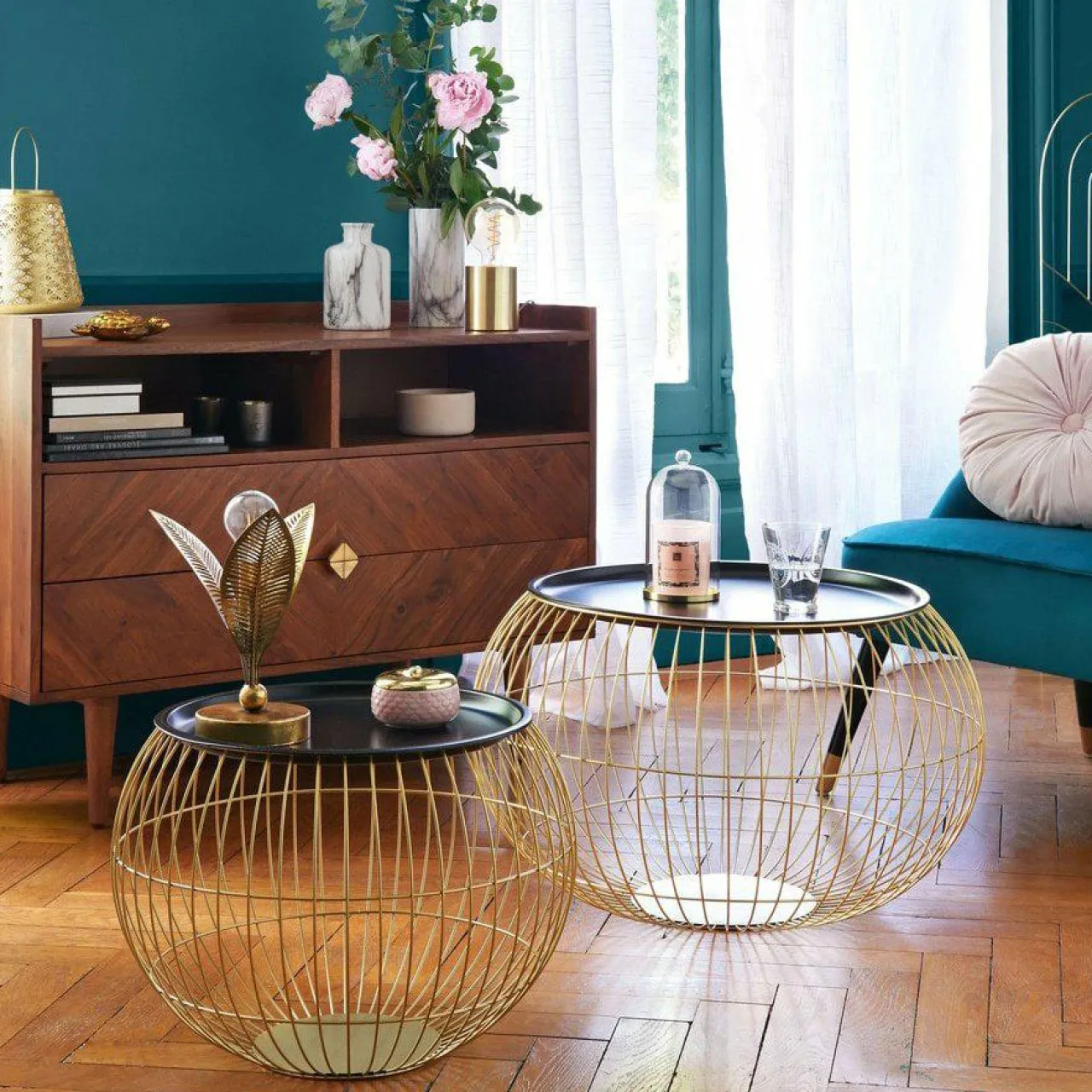 Lampe À Poser|ATMOSPHERA Lampe à poser métal LED (H25 cm) Feuille Or