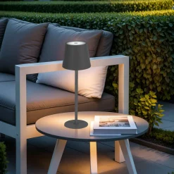 Luminaire Jardin|Eclairage Extérieur|#N/A Lampe de table sans fil rechargeable USB 48 LED (H37 cm) Brooklyn Gris