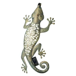 Luminaire Jardin|Eclairage Extérieur|#N/A Lampe murale solaire en métal (L51 cm) Gecko antique Vert