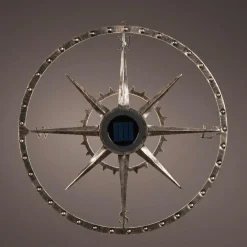 Luminaire Jardin|Eclairage Extérieur|KAEMINGK Lampe murale solaire en métal (D41 cm) Compass pâtiné et blanc chaud Or