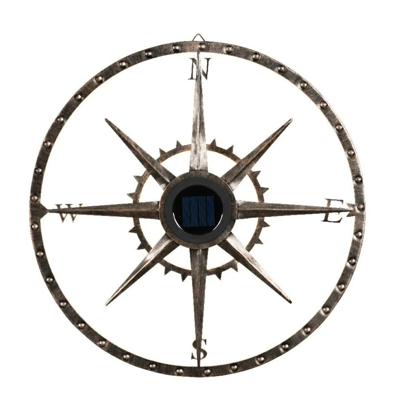 Luminaire Jardin|Eclairage Extérieur|KAEMINGK Lampe murale solaire en métal (D41 cm) Compass pâtiné et blanc chaud Or