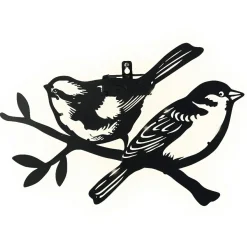 Luminaire Jardin|Eclairage Extérieur|#N/A Lampe murale solaire en métal (H23,5 cm) Duo d'oiseaux Noir