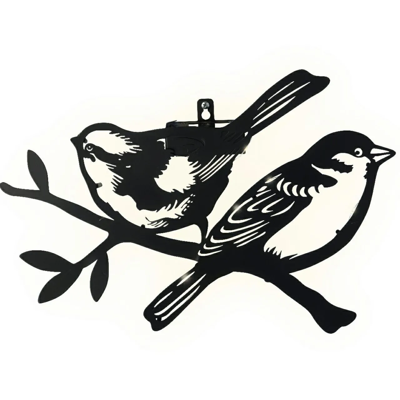 Luminaire Jardin|Eclairage Extérieur|#N/A Lampe murale solaire en métal (H23,5 cm) Duo d'oiseaux Noir