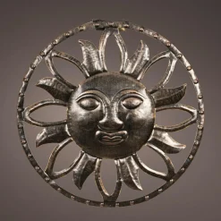 Luminaire Jardin|Eclairage Extérieur|KAEMINGK Lampe murale solaire en métal (D37 cm) Dieu soleil pâtiné et blanc chaud Or