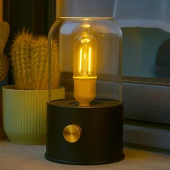 Luminaire Jardin|Eclairage Extérieur|#N/A Lampe tempête sans fil rechargeable USB (H20 cm) Noir