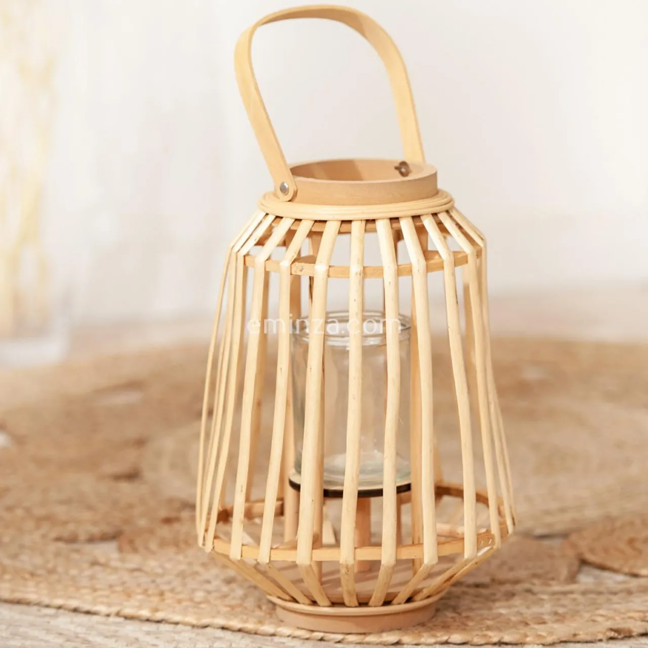 Lampe À Poser|ATMOSPHERA Lanterne en rotin (H35 cm) Naturalys Beige Naturel