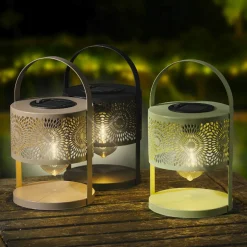 Luminaire Jardin|Eclairage Extérieur|#N/A Lanterne solaire de table (H22,5 cm) à LED clair Vert