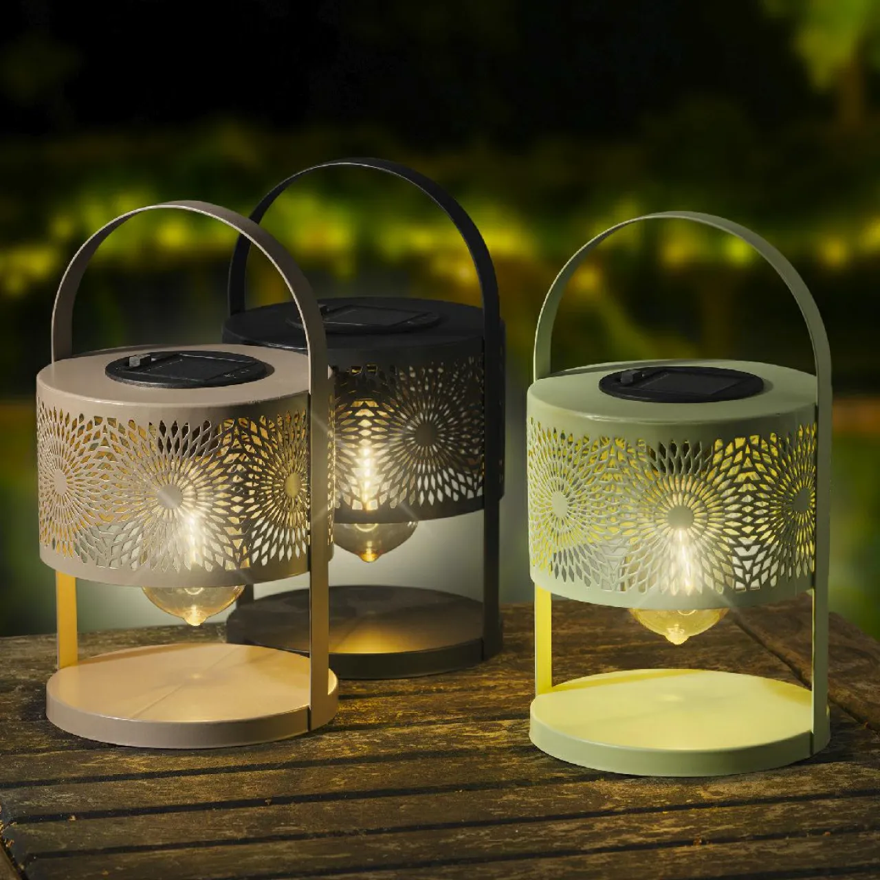 Luminaire Jardin|Eclairage Extérieur|#N/A Lanterne solaire de table (H22,5 cm) à LED Noir