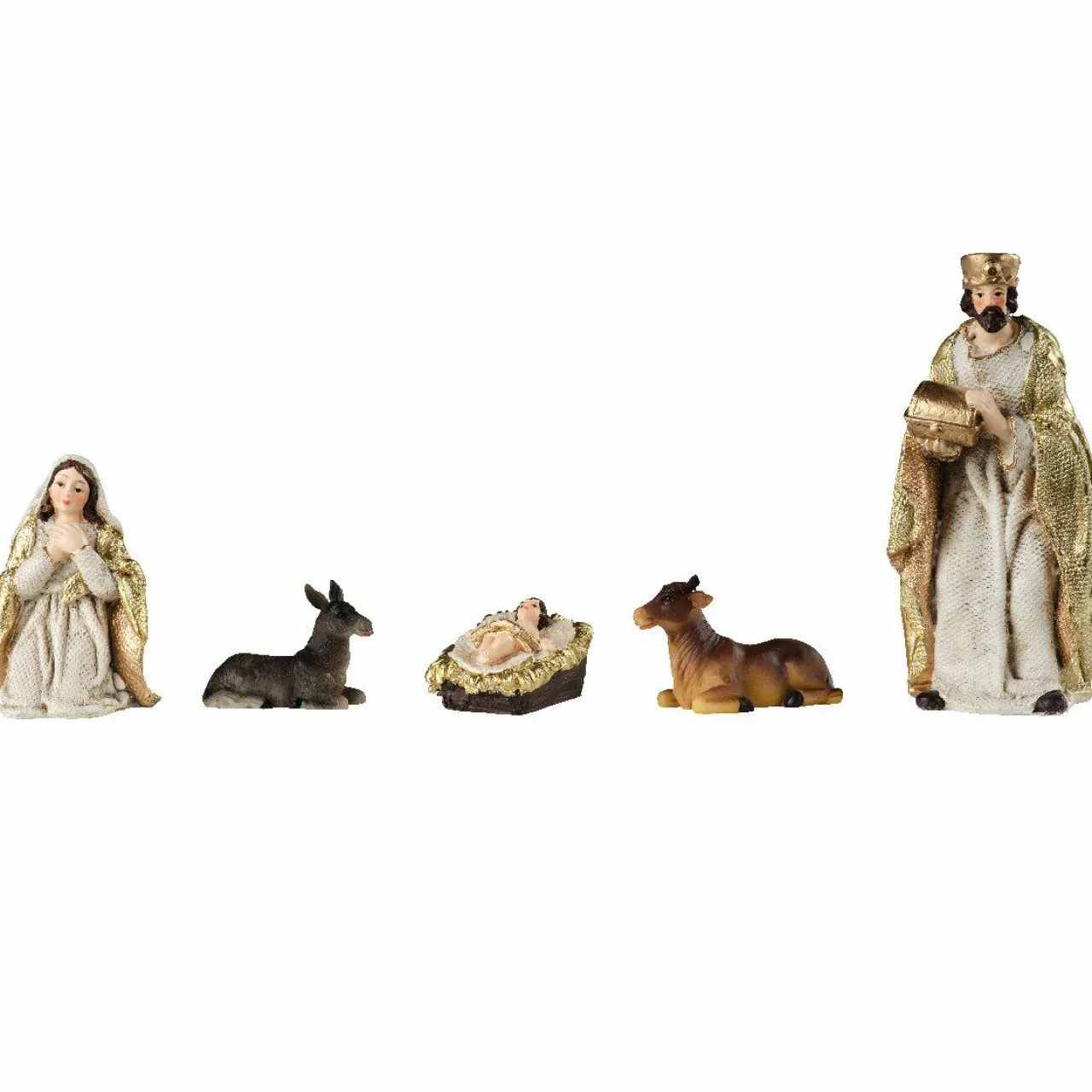 Personnages De Crèche|KAEMINGK Les 8 santons (H12 cm) de Olga Or