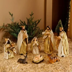 Personnages De Crèche|KAEMINGK Les 8 santons (Hauteur 15 cm) de Mario Or