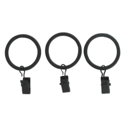 Embrasse, Pince Et Anneaux|LUANCE Lot de 8 anneaux à pinces tringle rideau (D20 mm) Jim mat Noir