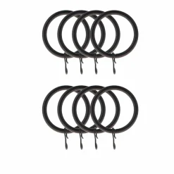Embrasse, Pince Et Anneaux|LUANCE Lot de 8 anneaux tringle rideau (D28 mm) Lino mat Noir