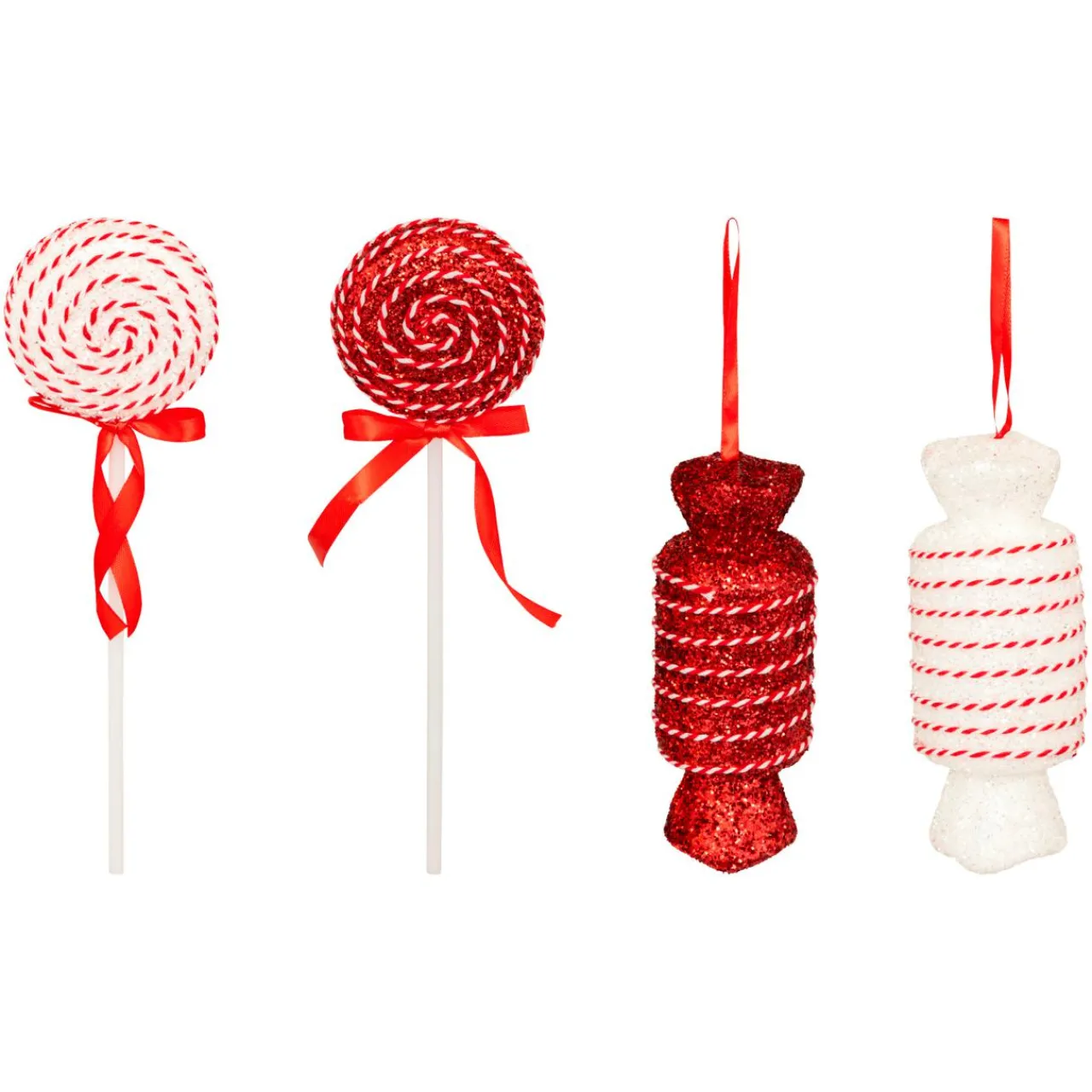 Déco Et Objet De Noël|Décoration De Sapin|JJA Lot de 8 bonbons Géants (H21 cm) Sucreries festives et Blanc Rouge