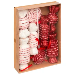 Déco Et Objet De Noël|Décoration De Sapin|JJA Lot de 8 bonbons Géants (H21 cm) Sucreries festives et Blanc Rouge
