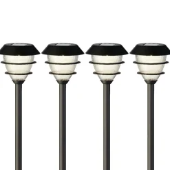 Luminaire Jardin|Eclairage Extérieur|#N/A Lot de 4 bornes de jardin solaire LED (H30 cm) Garden Noir