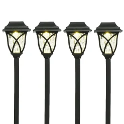 Luminaire Jardin|Eclairage Extérieur|#N/A Lot de 4 bornes de jardin solaire LED (H33 cm) Botany Noir