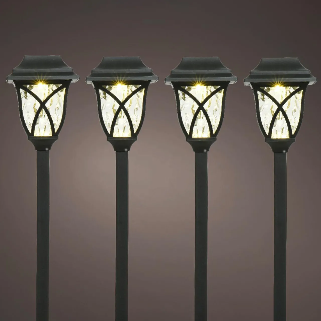 Luminaire Jardin|Eclairage Extérieur|#N/A Lot de 4 bornes de jardin solaire LED (H33 cm) Botany Noir