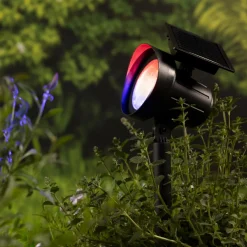 Luminaire Jardin|Eclairage Extérieur|KAEMINGK Lot de 2 bornes de jardin solaire 25 lumens (H31 cm) Spots Blanc chaud et Multicolore