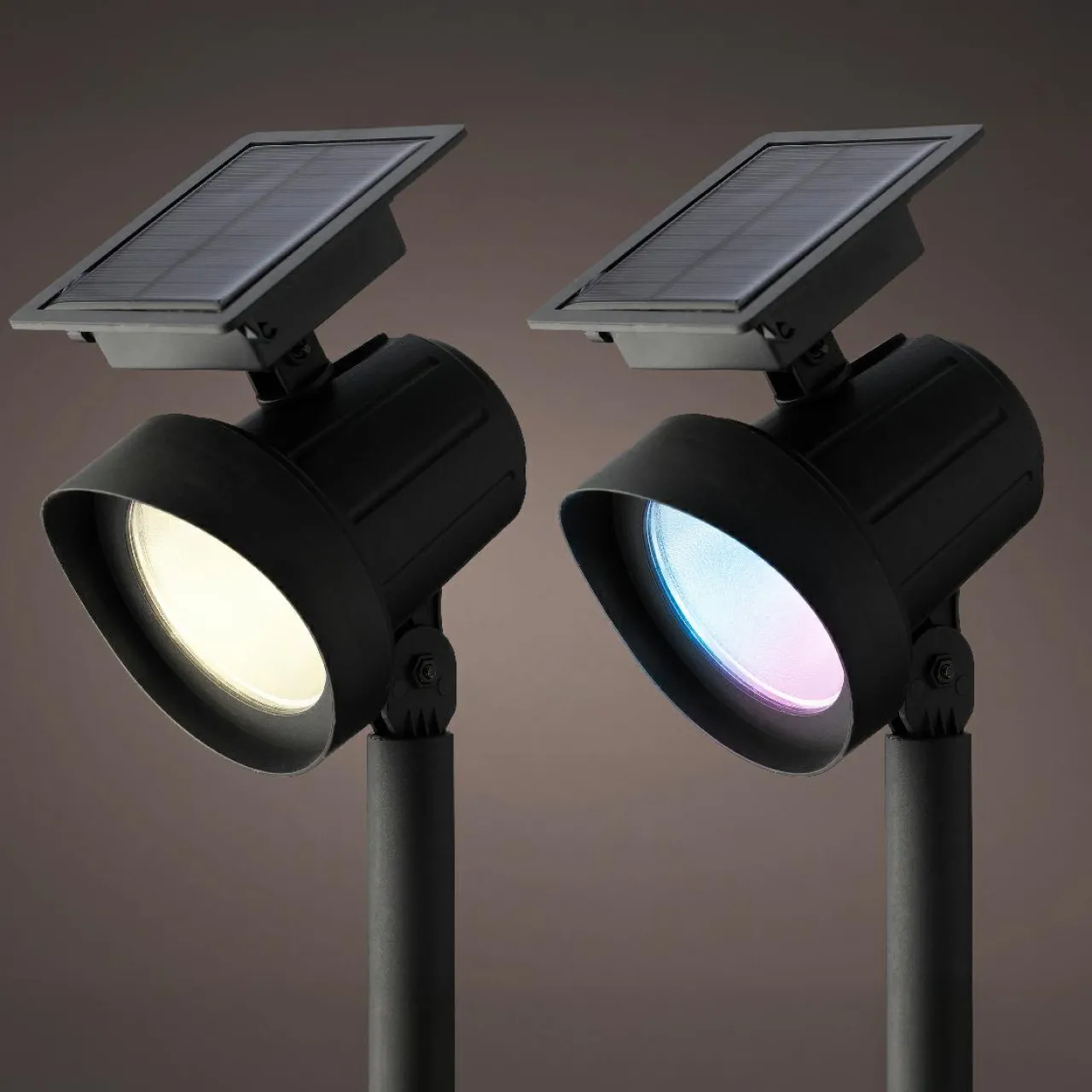 Luminaire Jardin|Eclairage Extérieur|KAEMINGK Lot de 2 bornes de jardin solaire 25 lumens (H31 cm) Spots Blanc chaud et Multicolore