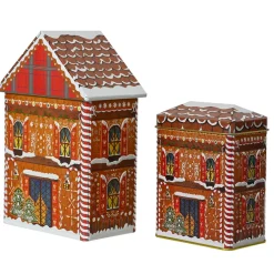 Déco Et Objet De Noël|KAEMINGK Lot de 2 boîtes de rangement (H21,5 cm) Maison pain d'épice Marron