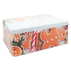 Déco Et Objet De Noël|KOOPMAN Lot de 3 boîtes de rangement en métal rectangulaires Les Pains d'épices Marron