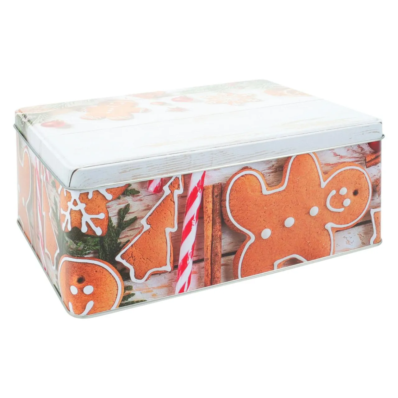 Déco Et Objet De Noël|KOOPMAN Lot de 3 boîtes de rangement en métal rectangulaires Les Pains d'épices Marron