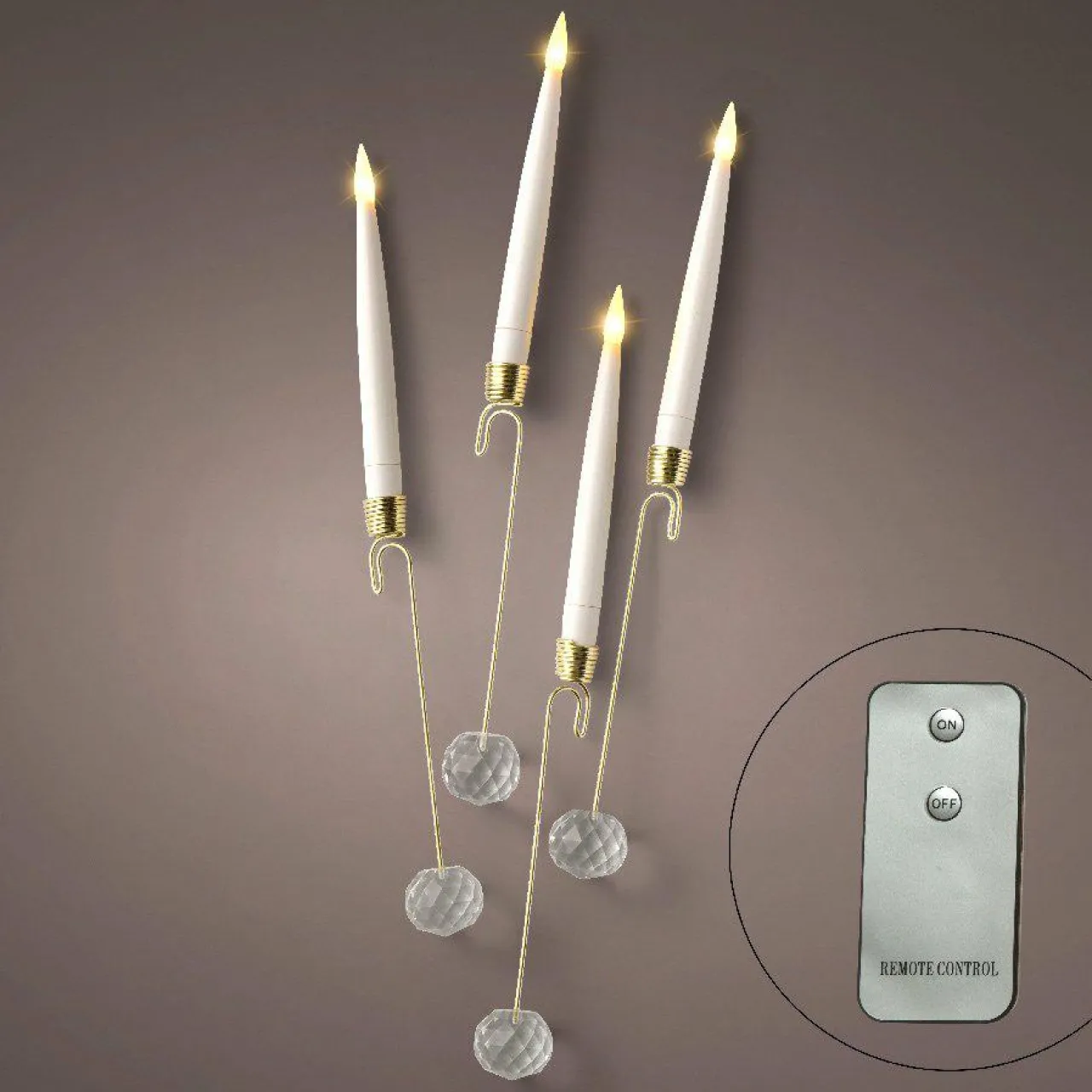 Déco Et Objet De Noël|Déco Et Objet Lumineux|KAEMINGK Lot de 10 bougies à piles (H15 cm) Crystal Blanc chaud Or