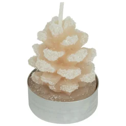 Bougie Et Photophore|JJA Lot de 4 bougies chauffe-plats Pomme de pain enneigée Beige