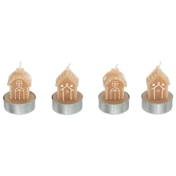 Bougie Et Photophore|FEERIC LIGHTS Lot de 4 bougies (H6 cm) Maisons de village Marron