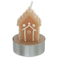 Bougie Et Photophore|FEERIC LIGHTS Lot de 4 bougies (H6 cm) Maisons de village Marron