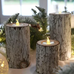 Bougie Et Photophore|BLACHERE Lot de 3 bougies LED clignotantes (H15 cm) Arbre Blanc chaud