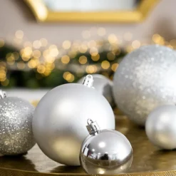 Boule De Noël|EMINZA Lot de 20 boules de Noël assorties New Alpine Argent