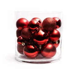 Boule De Noël|EMINZA Lot de 30 boules de Noël assorties New Alpine Rouge