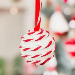 Boule De Noël|JJA Lot de 22 boules de Noël assorties Rayé Fantaisie et Blanc Rouge