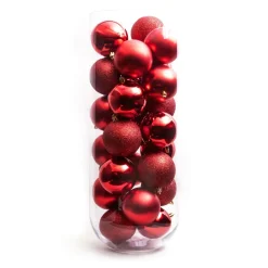 Boule De Noël|EMINZA Lot de 30 boules de Noël (D80 mm) New Alpine Rouge