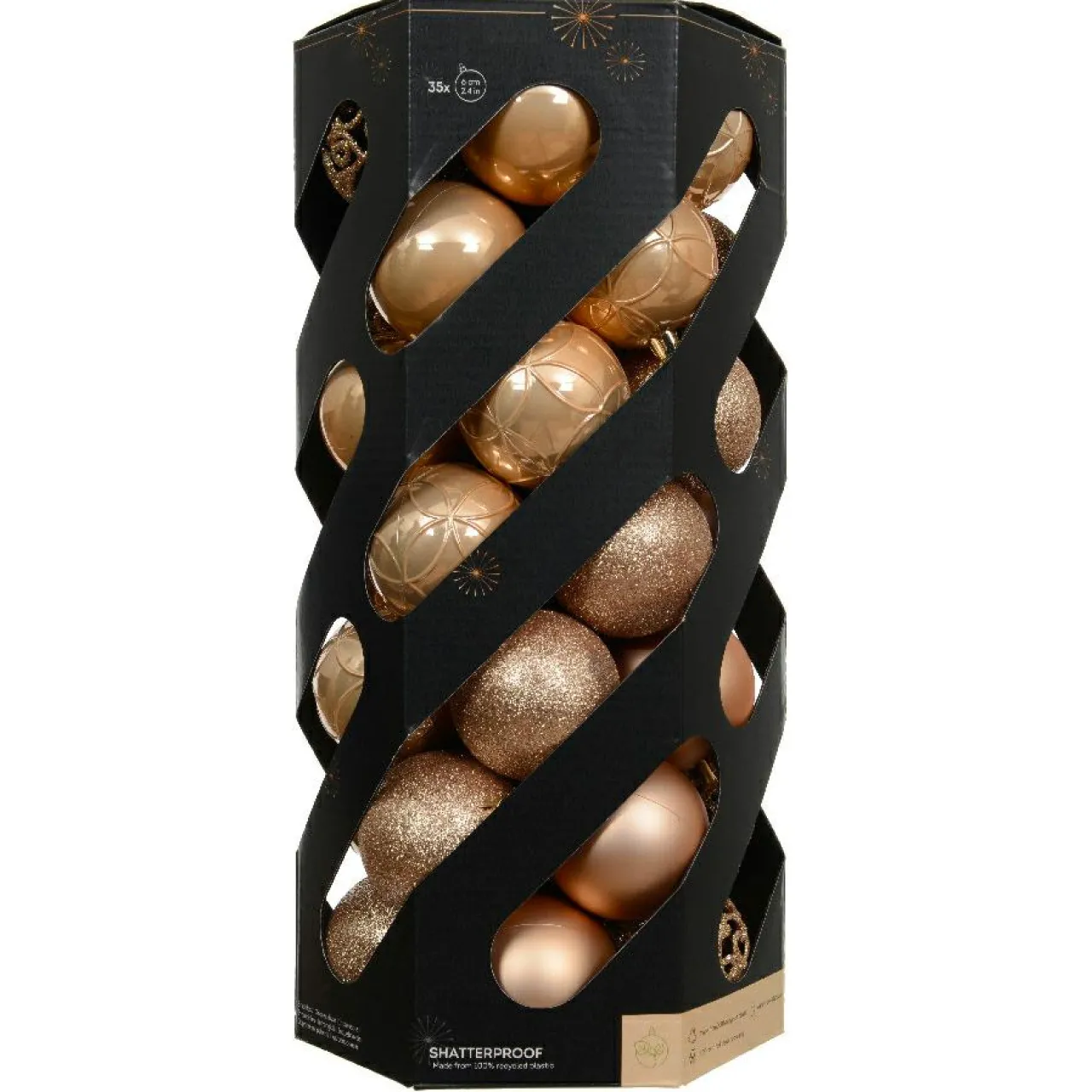 Boule De Noël|KAEMINGK Lot de 35 boules de Noël (D60 mm) Aravis mix Pêche