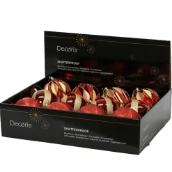 Boule De Noël|KAEMINGK Lot de 12 boules de Noël (D100 mm) Venezia pailletées or Rouge