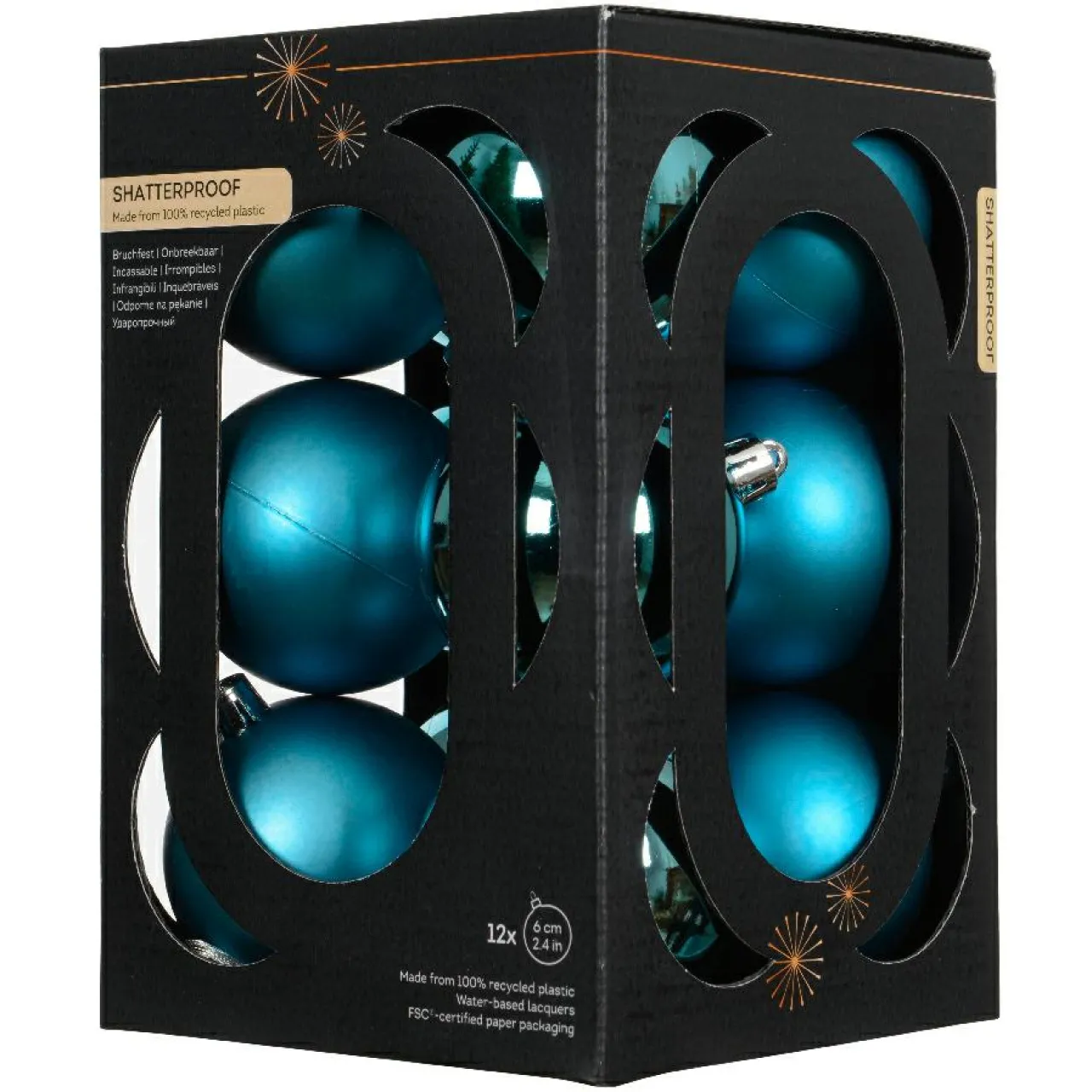 Boule De Noël|KAEMINGK Lot de 12 boules de Noël (D60 mm) Aravis Bleu pétillant