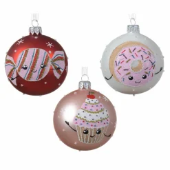 Boule De Noël|KAEMINGK Lot de 6 boules de Noël (D80 mm) en verre Gourmandises Rose