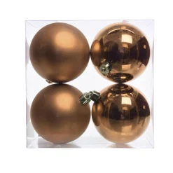 Boule De Noël|KAEMINGK Lot de 4 boules de Noël (D100 mm) Aravis Cognac