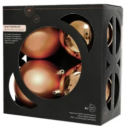 Boule De Noël|KAEMINGK Lot de 4 boules de Noël (D100 mm) Aravis Cognac