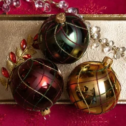 Boule De Noël|KAEMINGK Lot de 6 boules de Noël (D80 mm) Carreaux Multicouleur Multicolore